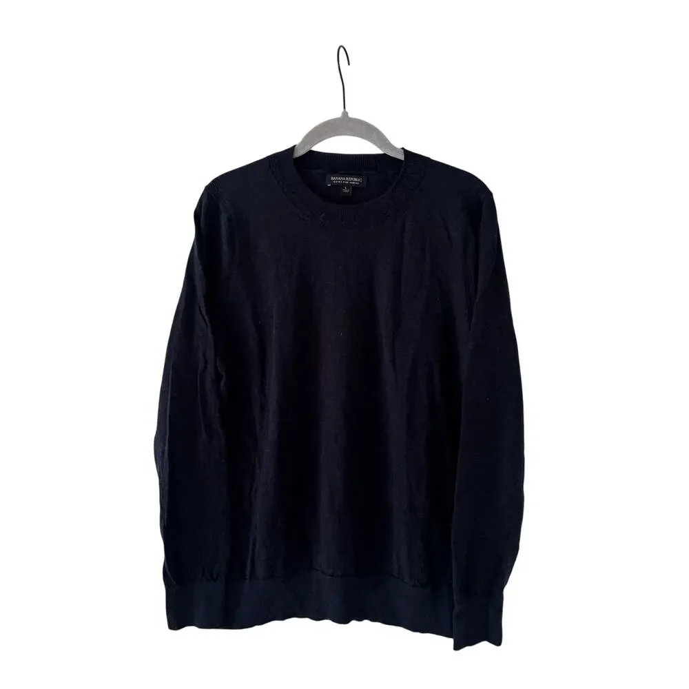 Banana Republic Extra Fine Merino Wool Sweater Navy Crew Neck Men’s Large L